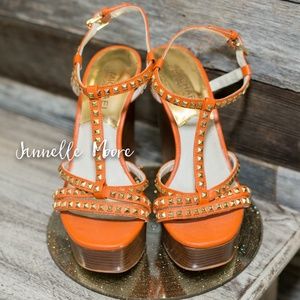 Michael Kors Orange Studded Wedges